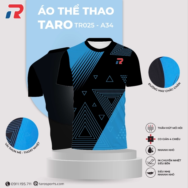 Áo cầu lông Taro TR025-A34 Nữ - Đen xanh