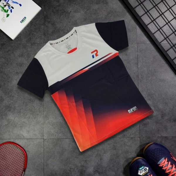 Áo cầu lông Taro TR025-A32 Nam - Trắng Xanh Cam chính hãng