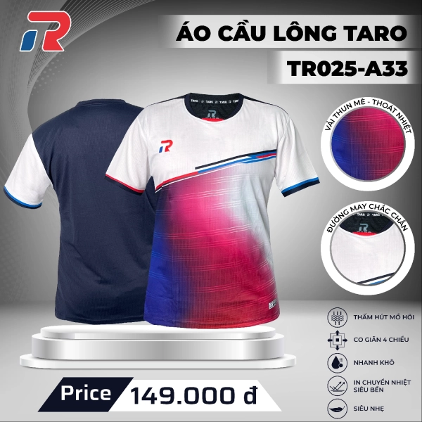 Áo cầu lông Taro TR025-A33 Nam - Hồng