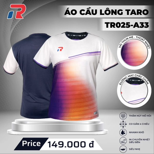 Áo cầu lông Taro TR025-A33 Nam - Tím