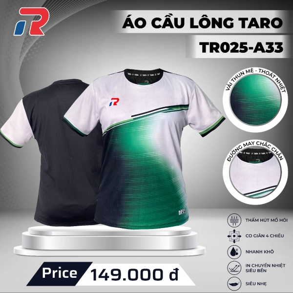 Áo cầu lông Taro TR025-A33 Nam - Xanh Lá