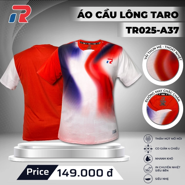 Áo cầu lông Taro TR025-A37 Nam - Đỏ chính hãng