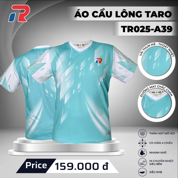 Áo cầu lông Taro TR025-A39 Nam - Xanh ngọc