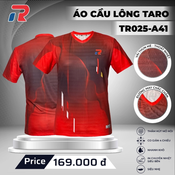 Áo cầu lông Taro TR025-A41 Nam - Đỏ