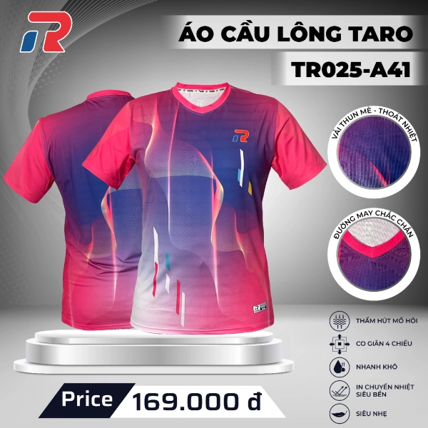 Áo cầu lông Taro TR025-A41 Nam - Hồng