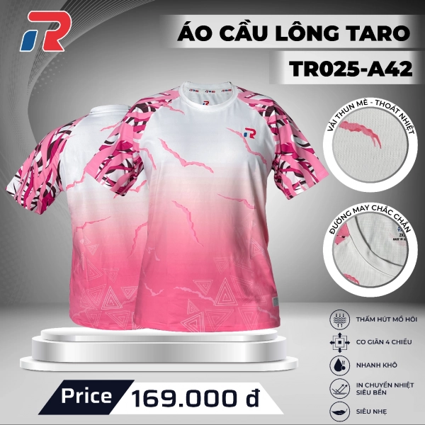 Áo cầu lông Taro TR025-A42 Nữ - Hồng