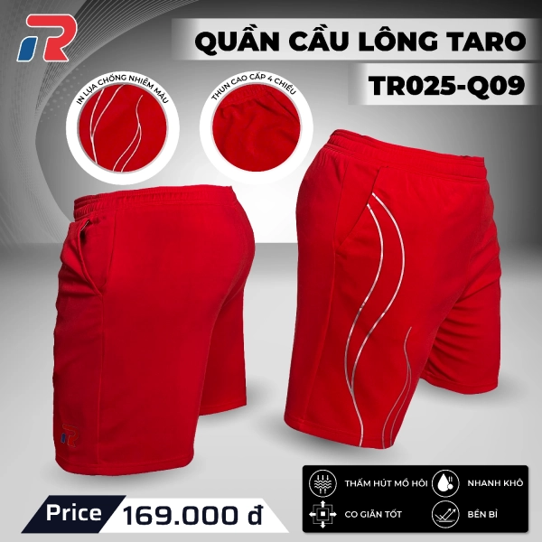 Quần Cầu Lông Taro TR025-Q09 Nam - Đỏ Chính Hãng