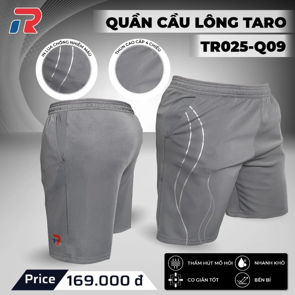 Quần Cầu Lông Taro TR025-Q09 Nam - Xám Chính Hãng
