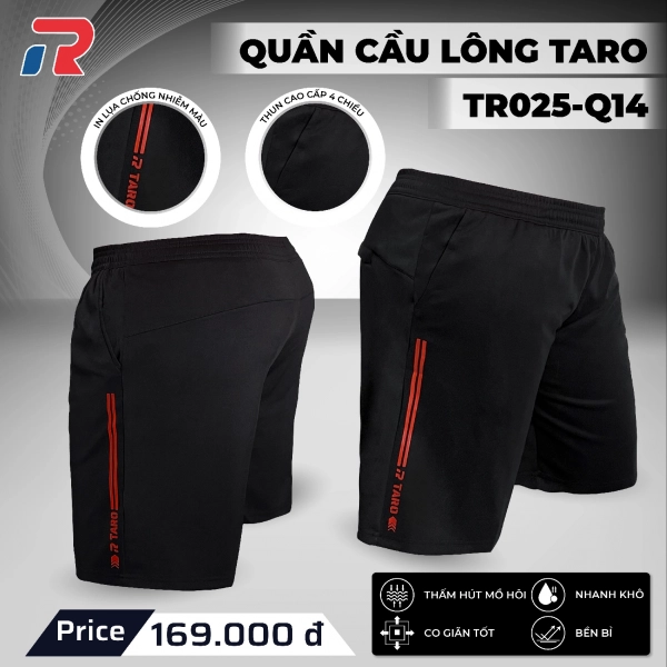 Quần cầu lông Taro TR025-Q14 Nam - Đen