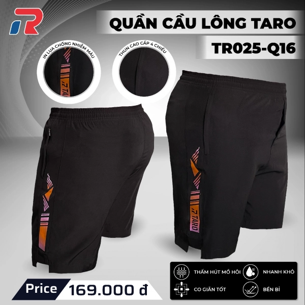 Quần cầu lông Taro Q16 Nam - Đen